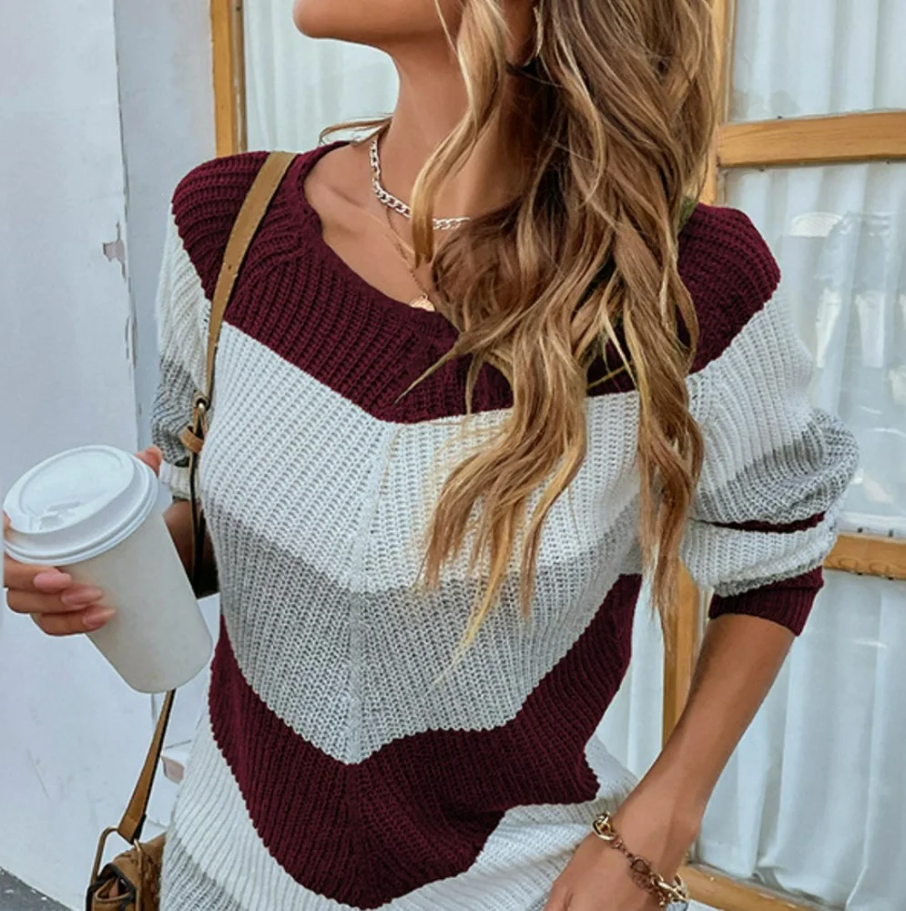 Striped Raglan Sleeve Rib-Knit Sweater - Picture 1 of 2